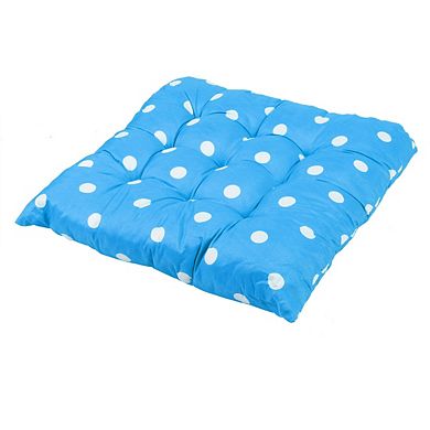 Polyester Dot Pattern Square Shaped Back Support Seat Pad Sky Blue