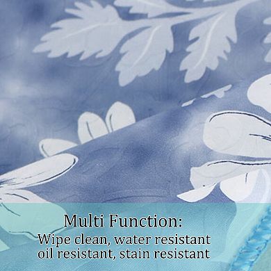 Vinyl Daisy Pattern Rectangle Tablecloth Cover Water Oil 71 X 54 Inch For Wedding Party Blue