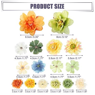 20pcs Women Flower Hair Clips Flower Hair Barrettes For Party Yellow Green