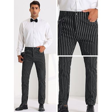 Striped Dress Pants For Men's Flat Front Slim Fit Stripe Cropped Pants