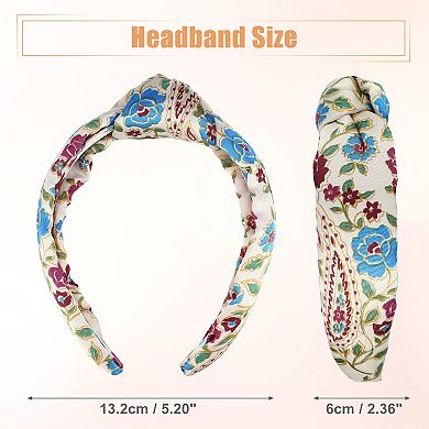 1pcs Floral Pattern Knotted Headband Classic Style Headband Beige 5.20"x2.36"