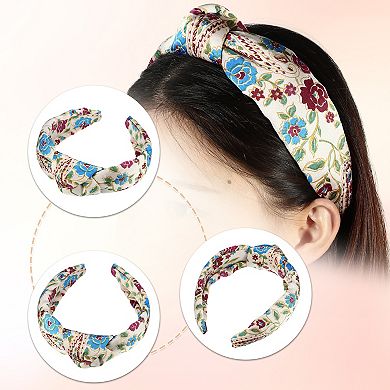 1pcs Floral Pattern Knotted Headband Classic Style Headband Beige 5.20"x2.36"