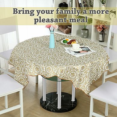 Vinyl Home Tablecloth Round Tables 60" Dia God Sunflower Pattern Water