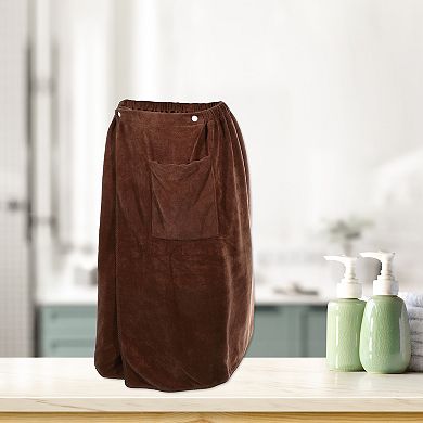 2 Pcs Men's Bath Wrap Towel Adjustable Robes With Hair Dry Cap 27.56"x55.12"