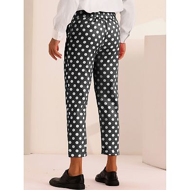 Polka Dots Pants For Men's Slim Fit Business Printed Cropped Dress Pants