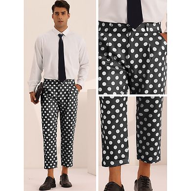 Polka Dots Pants For Men's Slim Fit Business Printed Cropped Dress Pants