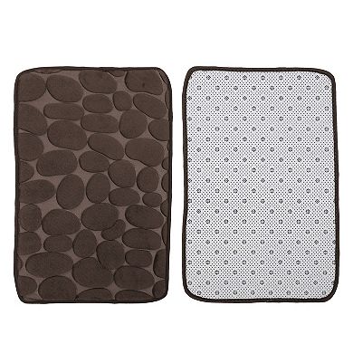 Bathroom Rugs Bath Mat Machine Washable Brown Cobblestone Pattern 23.62"x15.75"