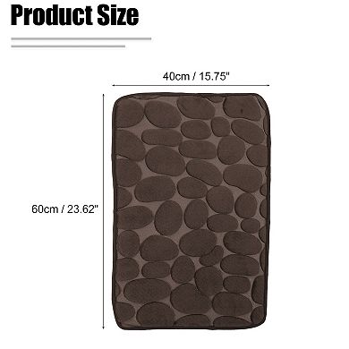 Bathroom Rugs Bath Mat Machine Washable Brown Cobblestone Pattern 23.62"x15.75"