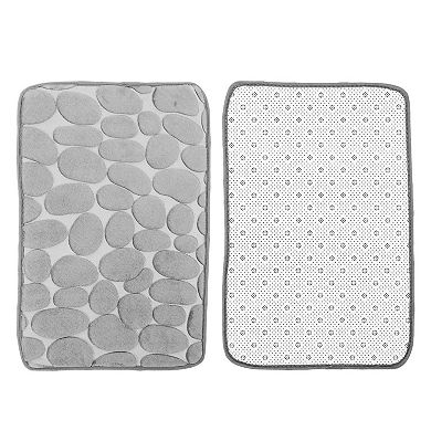 Soft Bathroom Rugs Bath Mat Absorbent Cobblestone Pattern Gray 23.62"x15.75"