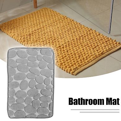 Soft Bathroom Rugs Bath Mat Absorbent Cobblestone Pattern Gray 23.62"x15.75"