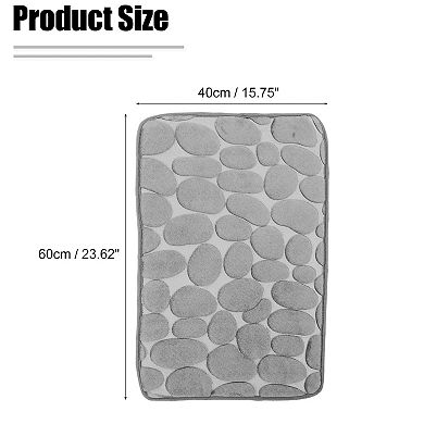 Soft Bathroom Rugs Bath Mat Absorbent Cobblestone Pattern Gray 23.62"x15.75"