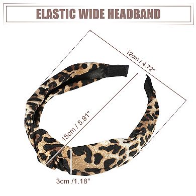 Leopard Pattern Headband For Women Elastic Knotted Headband Accessories Brown