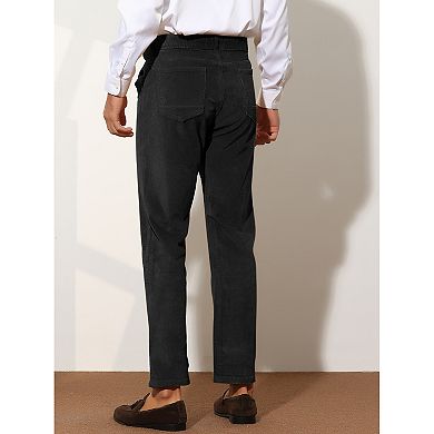 Corduroy Dress Pants For Men's Straight Fit Flat Front Work Office Trousers