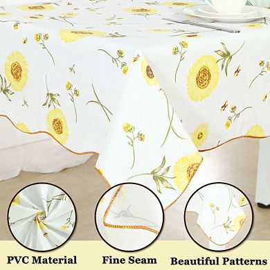 Vinyl Rectangle Tablecloth 41" X 60" Sunflower Printed Water/oil