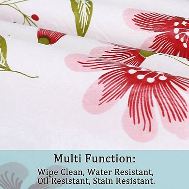 Round Tablecloth 71" Dia For Wedding/restaurant/parties Tablecloth Red Flower Pattern Floral Printed