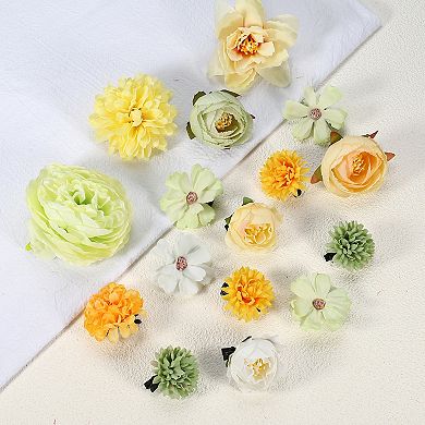 16pcs Women Flower Hair Clips Flower Hair Barrettes For Party Yellow Green