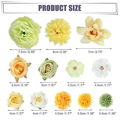 16pcs Women Flower Hair Clips Flower Hair Barrettes For Party Yellow Green