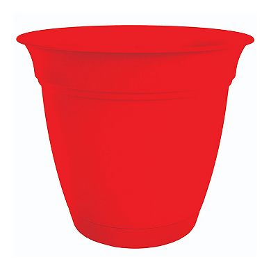 HC Companies 6 Inch Eclipse Planter w/ Attached Saucer, Strawberry Red (2 Pack)