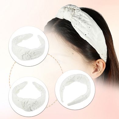 1pcs Floral Pattern Knotted Headband Classic Style Headband White 4.92"x1.97"