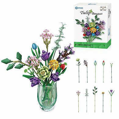 Contixo Tulip Bouquet Floral Collection 999 Piece Building Block Set