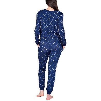 Blis Women's Crew Neck Pajama Set with Jogger Cosmic Cozy