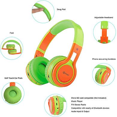 Contixo KB2600 Kids Bluetooth Headphones: Safe 85dB limit, adjustable on-ear design