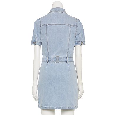 Juniors' Love, Fire Patch Pocket Denim Dress