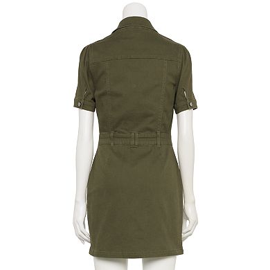 Juniors' Love, Fire Patch Pocket Puff Sleeve Dress