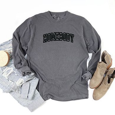 Embroidered Homebody Garment Dyed  Long Sleeve Tees