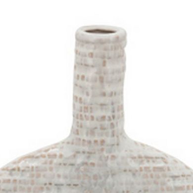 Vase with Bellied Shape and Textured Details, Gray