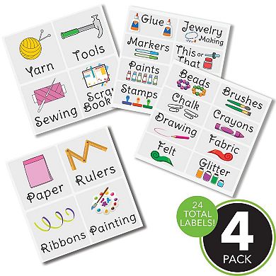 mDesign Labels for Craft Room Storage and Organizing, Includes 24 Labels