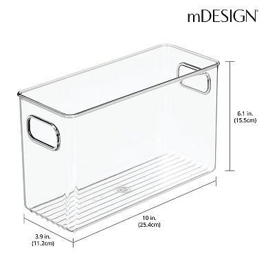 Mdesign Plastic Office Supply Organizer Storage Bins W/ Handles - 2 Pack