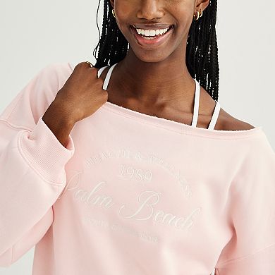 Juniors' Harper & Ivy Long Sleeve Malibu Off the Shoulder Pullover Top