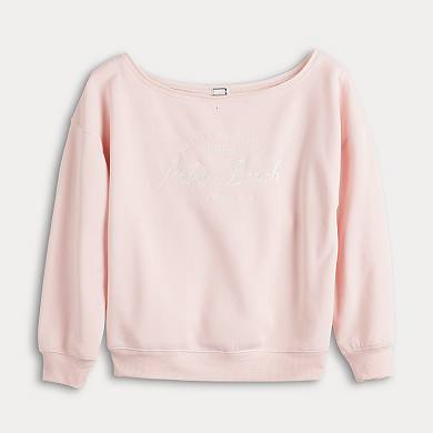 Juniors' Harper & Ivy Long Sleeve Malibu Off the Shoulder Pullover Top