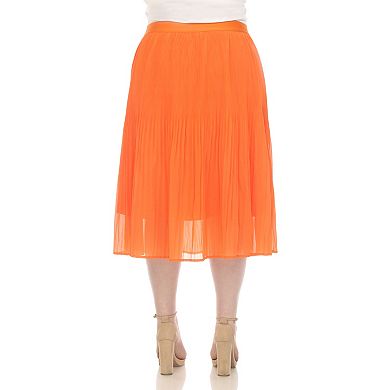 Plus Size Pleated Chiffon Midi Skirt