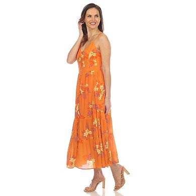 Women's V-neck Floral Print Maxi Dress