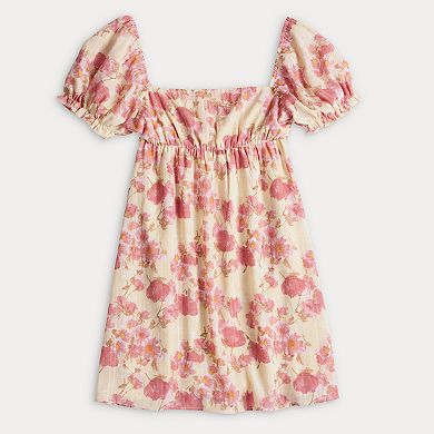 Juniors' Liberty Love Puff Sleeve Babydoll Dress