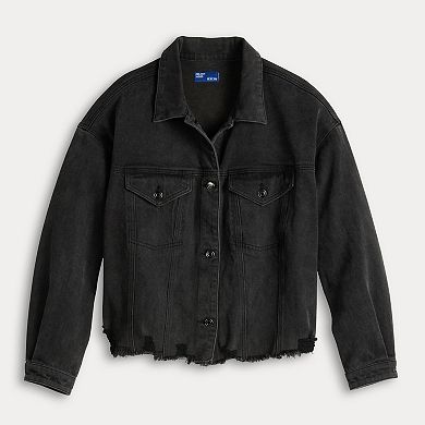 Juniors' Project Indigo Destructed Stretch Denim Jacket