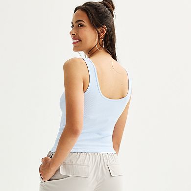 Juniors' Almost Famous Seamless Snap Front Tank Top