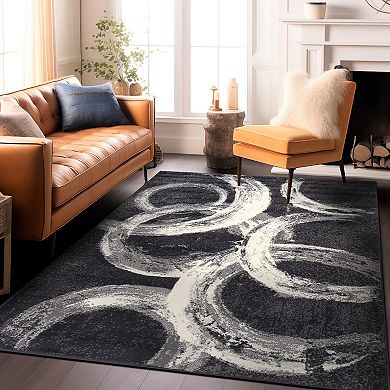 World Rug Gallery Contemporary Abstract Circles Area Rug