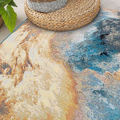 World Rug Gallery Contemporary Abstract Clouds Indoor/Outdoor Area Rug
