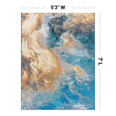 World Rug Gallery Contemporary Abstract Clouds Indoor/Outdoor Area Rug