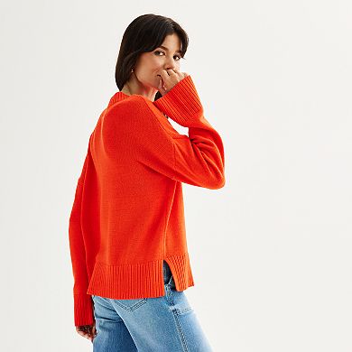 Women's Sonoma Goods For Life® Side Slit Crewneck Sweater