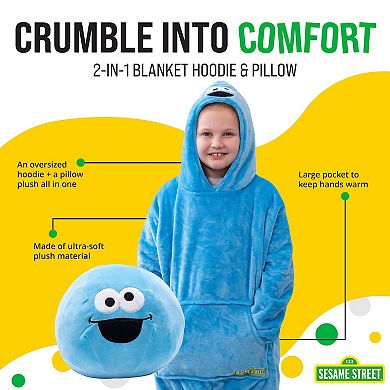 Unisex Sesame St. Cookie Monster Kids Snugible Blanket Hoodie & Pillow