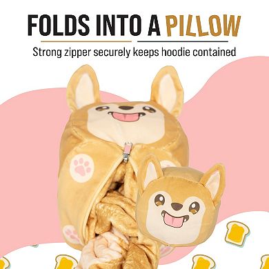 Unisex Toast The Corgi Bread Snugible - Reversible Blanket Hoodie Pillow