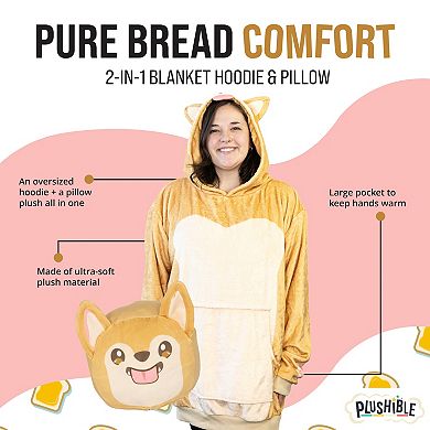 Unisex Toast The Corgi Bread Snugible - Reversible Blanket Hoodie Pillow