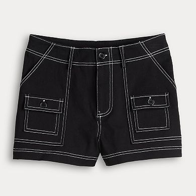 Juniors' Harper & Ivy Contrast Cargo Pocket Shorts