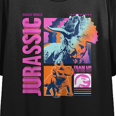 Juniors' Bioworld Jurassic World Neon Gamescape Short Sleeve Graphic Tee