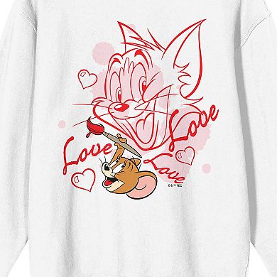Juniors' Tom & Jerry Love Sketch Long Sleeve Graphic Tee
