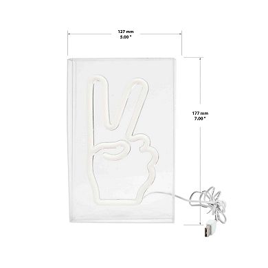 Peace V-Sign Gesture LED Neon Sign
